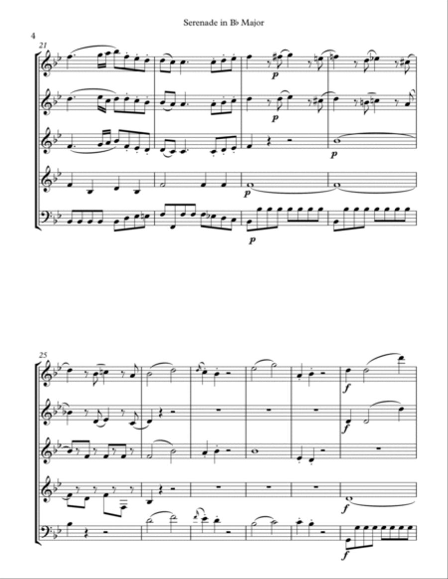 Mozart: Serenade in Bb Major, K. 361 (Gran Partita) for Wind Quintet Mvmt. 1 (Largo/Allegro) Woodwind Quintet scores gallery preview page 4