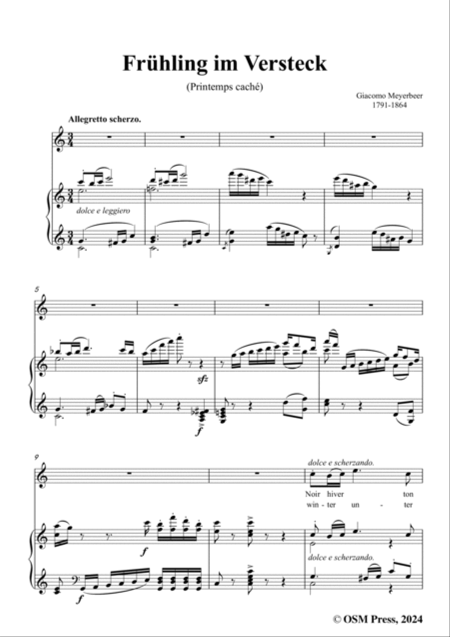 Meyerbeer-Frühling im Versteck(Printemps caché),in C Major Voice scores gallery preview page 3