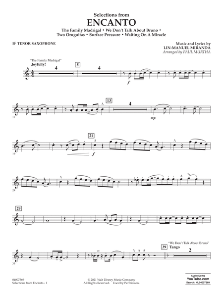 Selections from Encanto (arr. Paul Murtha) - Bb Tenor Saxophone