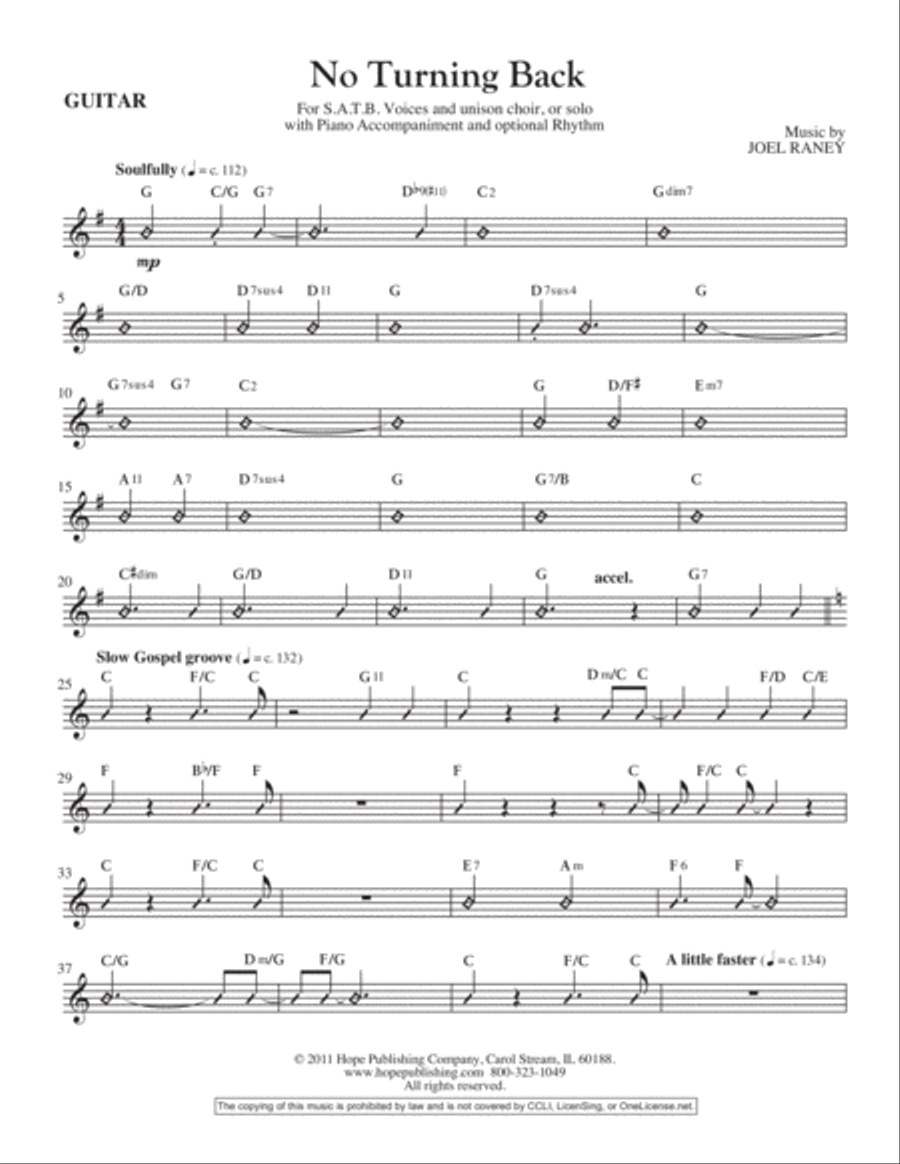 No Turning Back Unison Choir scores gallery preview page 2