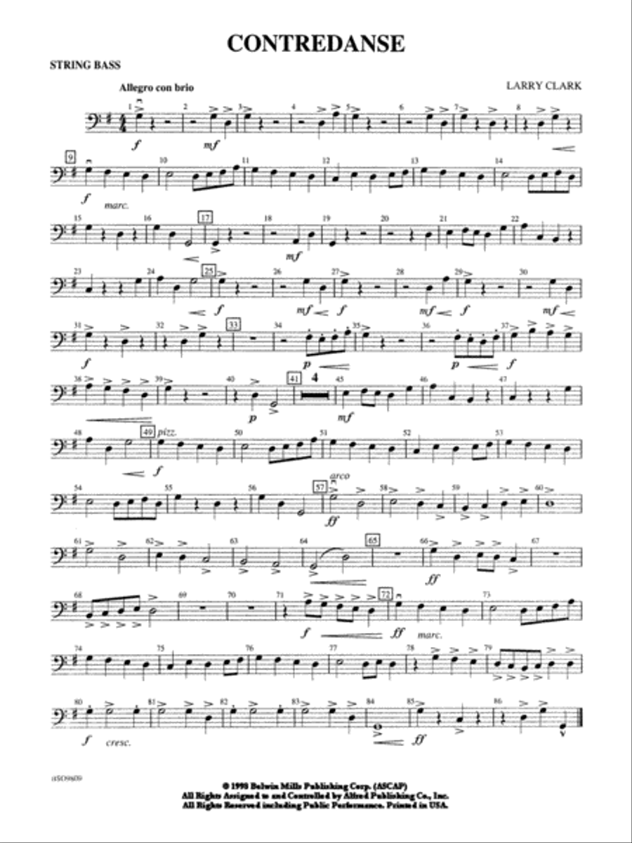 Contredanse: String Bass String Orchestra scores gallery preview page 1
