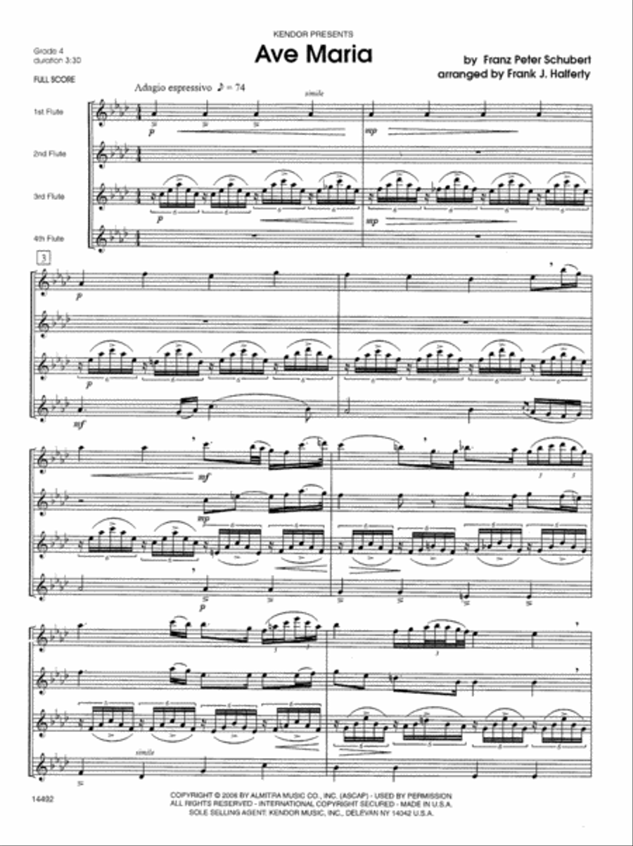 Ave Maria Ave Maria Flute Quartet scores gallery preview page 2