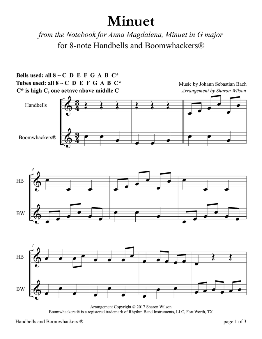 Ten Classical Favorites for 8-note Bells and Boomwhackers® (with Black and White Notes) Handbell Choir scores gallery preview page 6