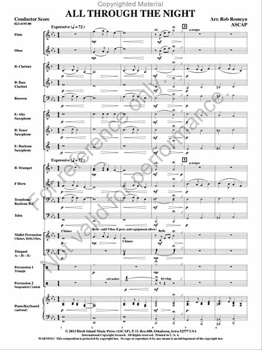 All Through The Night Concert Band scores gallery preview page 2