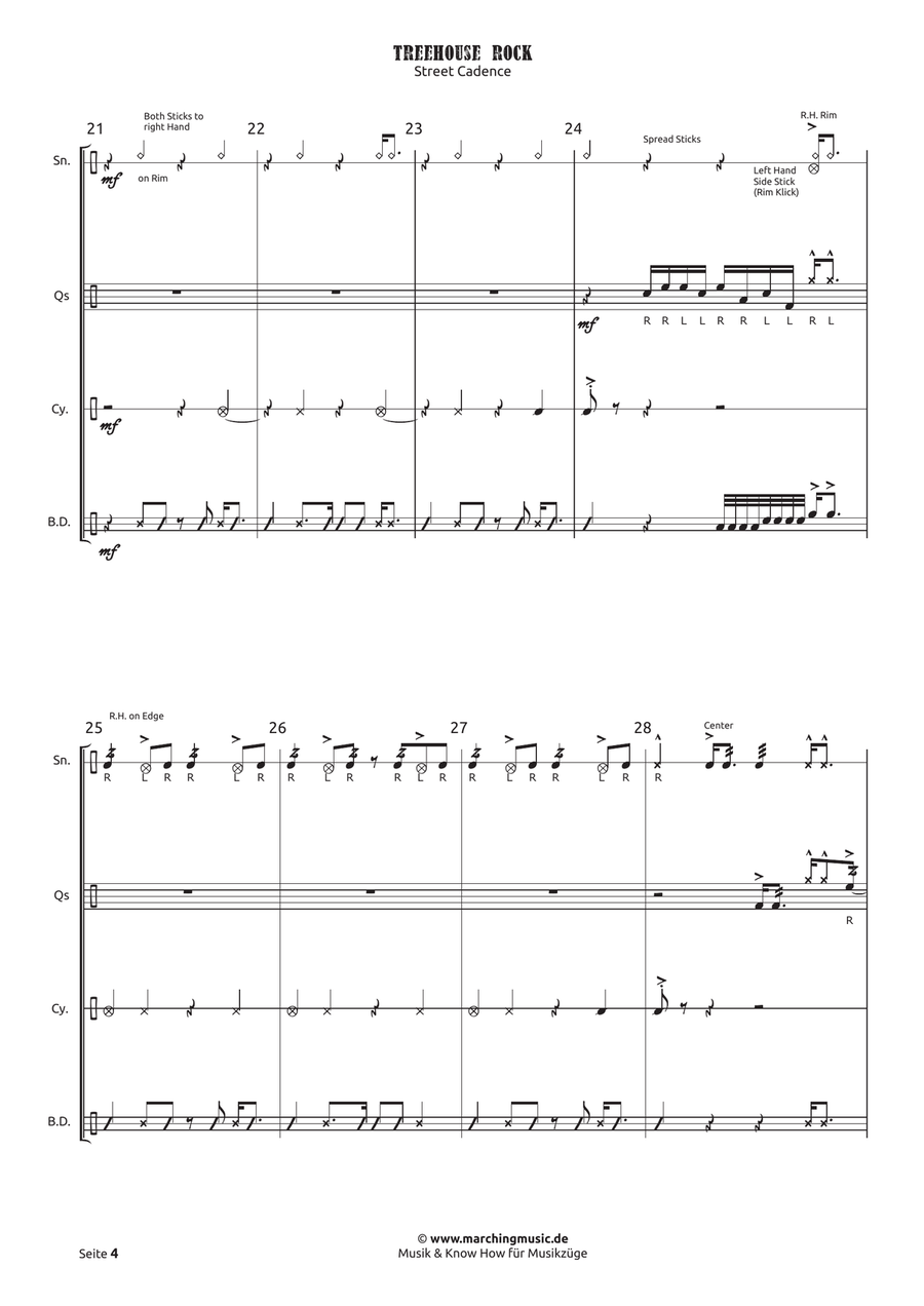 TREEHOUSE ROCK Street Cadence (Drumline) Marching Band scores gallery preview page 5