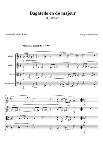 Bagatelle No. 8, Op. 119 for String Quartet image number null