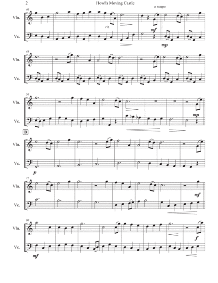 Howl's Moving Castle String Duet scores gallery preview page 3