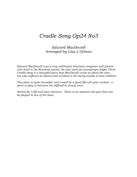 Cradle Song Op24 No3 for Clarinet Quartet image number null