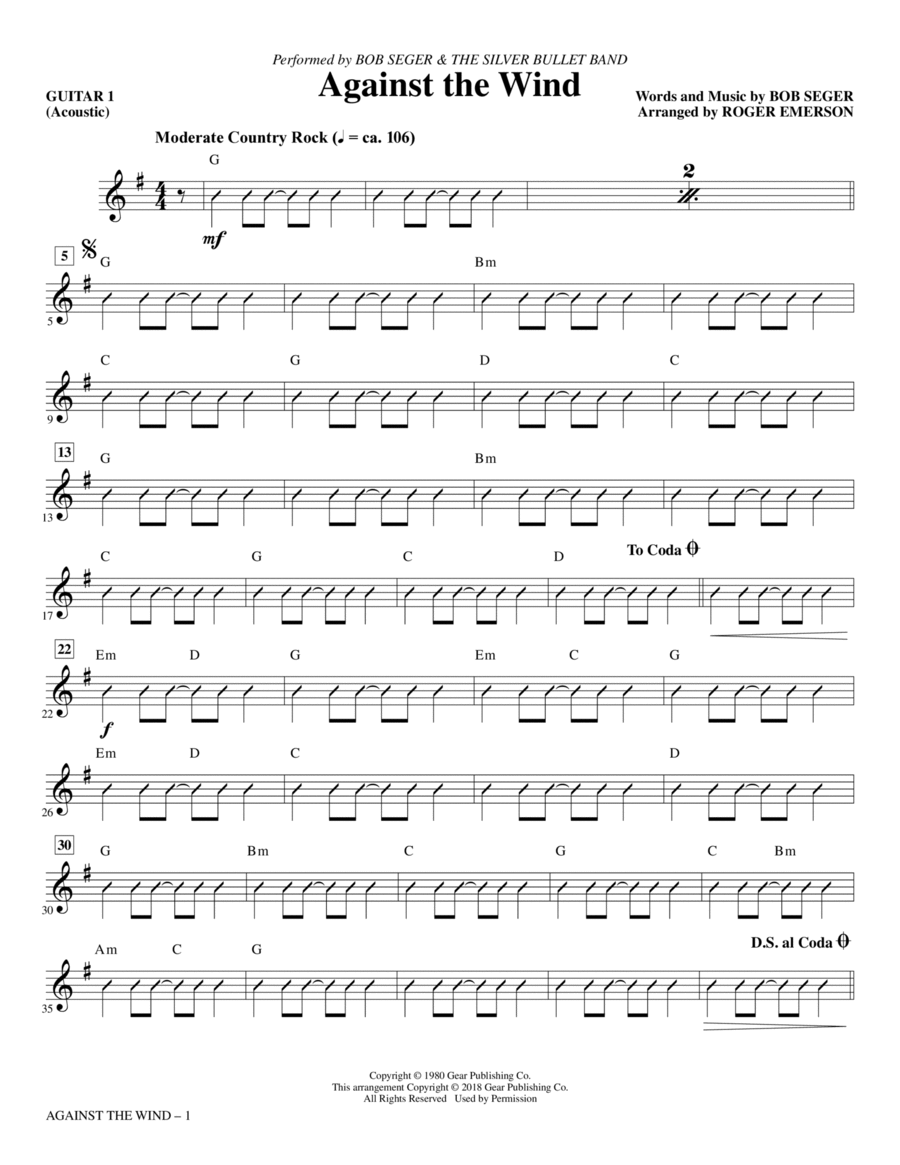 Against the Wind - Guitar 1 Choir scores gallery preview page 1