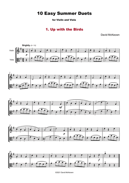 10 Easy Summer Duets for Violin and Viola