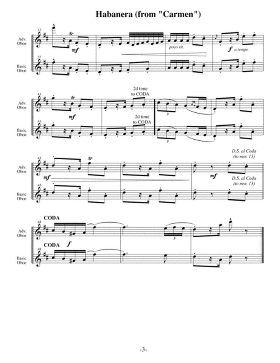 Habanera - Bizet ( Arrangements Level 2-5 for OBOE + Written Acc) image number null