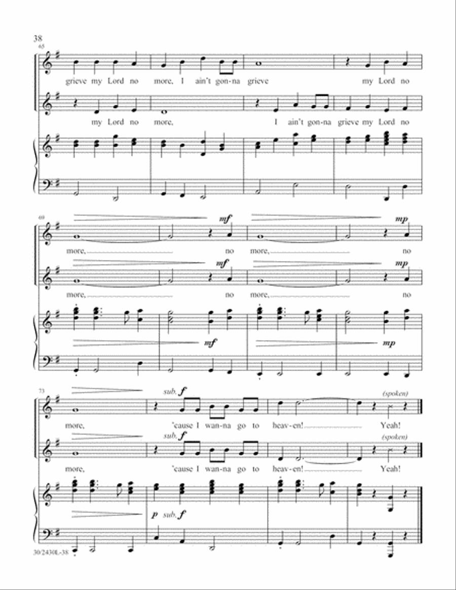 Simply Spirituals Unison Choir scores gallery preview page 39