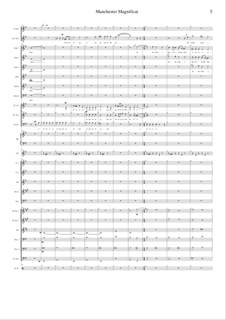 Manchester Magnificat - full orchestral version, parts and choral reduction, score Choir scores gallery preview page 5