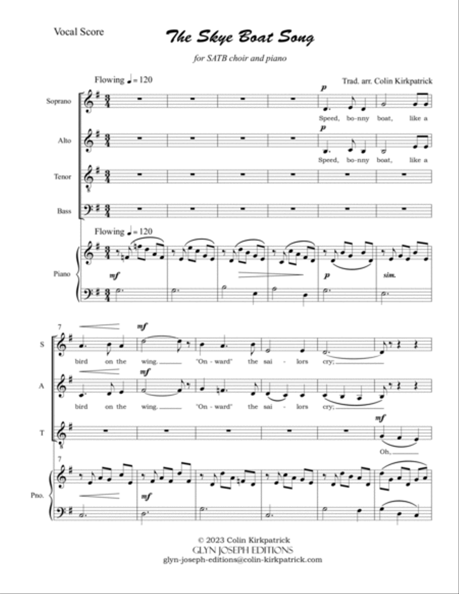 The Skye Boat Song (SATB choir and piano) 4-Part scores gallery preview page 3