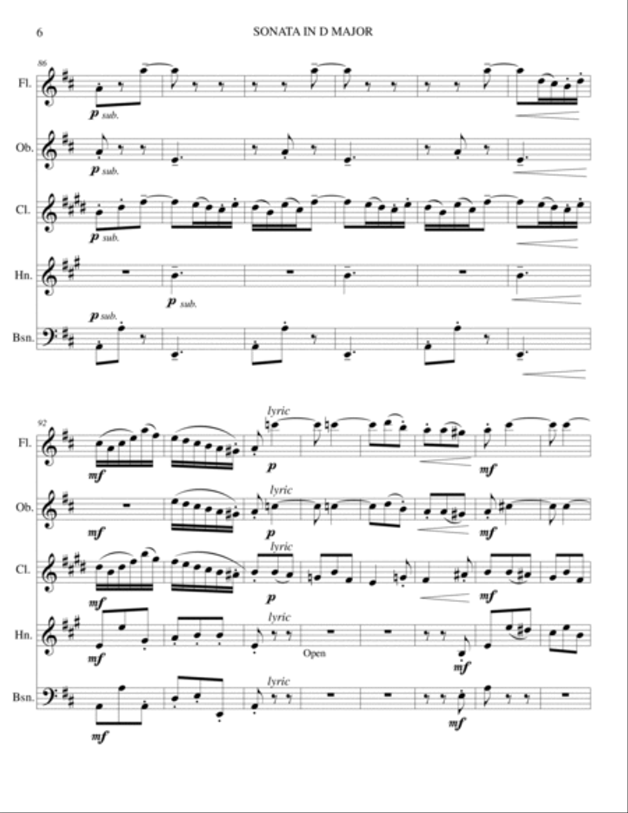 Domenico Scarlatti SONATA IN D MAJOR (K96) for WW. QUINTET Woodwind Quintet scores gallery preview page 6