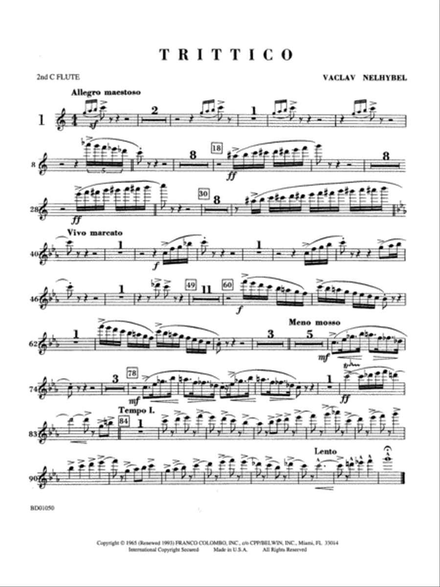 Trittico: 2nd Flute Concert Band scores gallery preview page 1