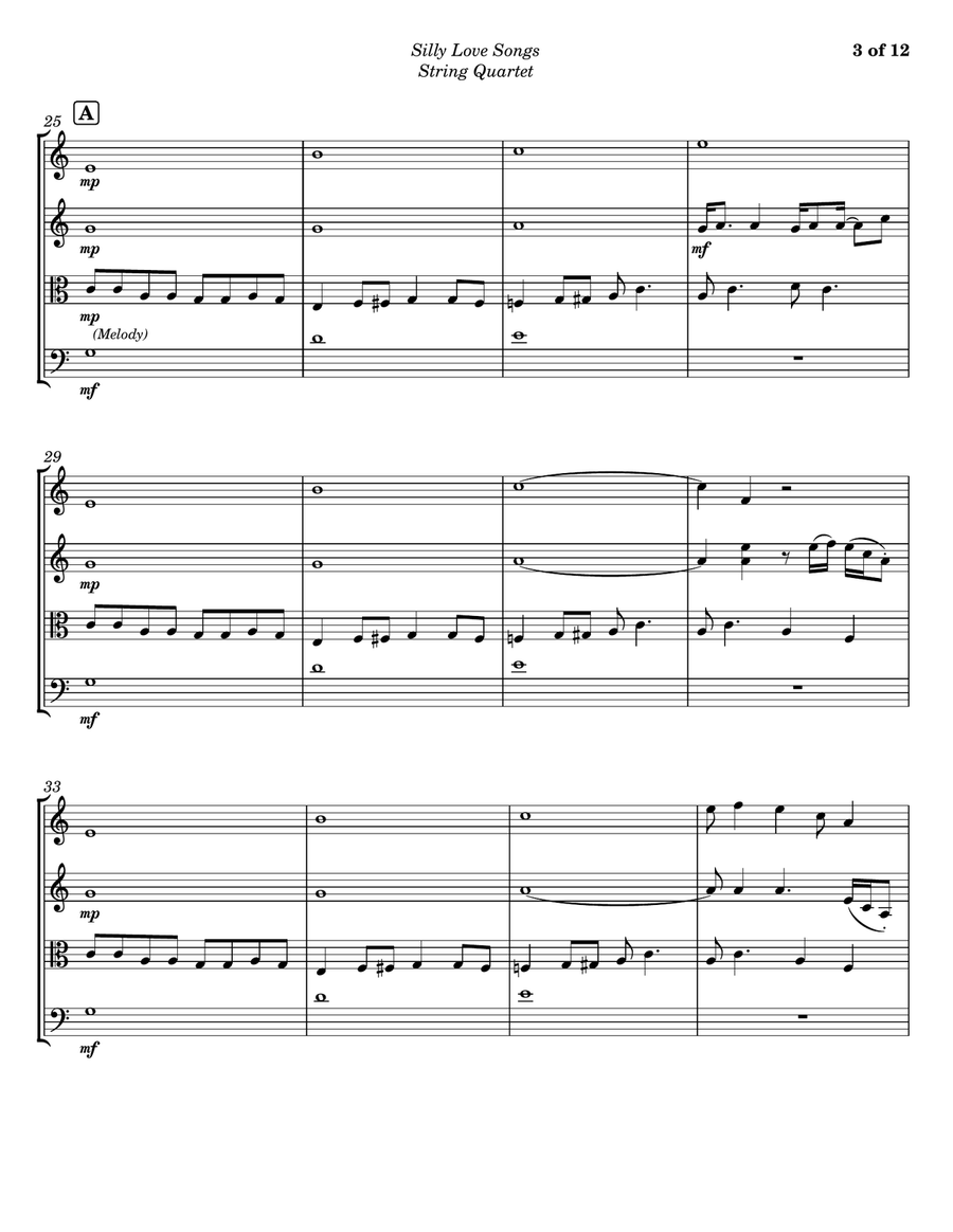 Silly Love Songs String Quartet scores gallery preview page 3