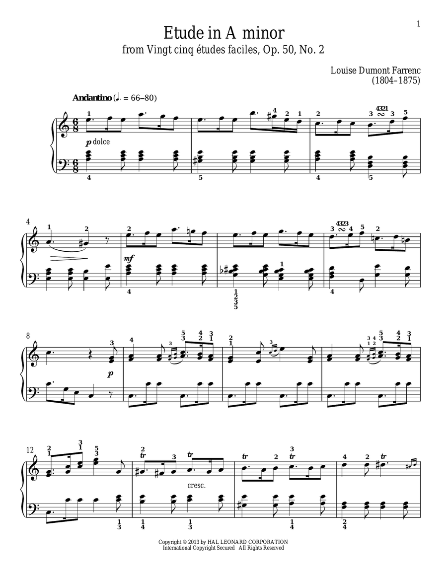 Etude In A Minor Etude In A Minor Piano Method scores gallery preview page 1