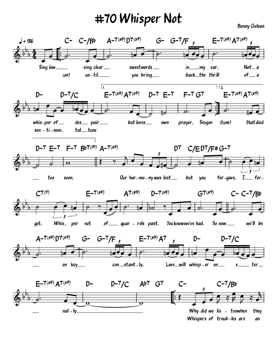 Whisper Not Piano, Vocal, Guitar scores gallery preview page 1