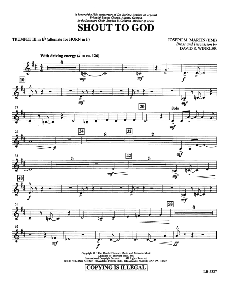 Shout to God - Bb Trumpet 3 Choir scores gallery preview page 1