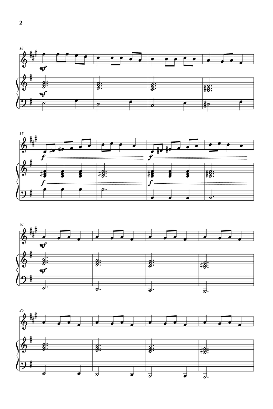 Carol of the Bells for Soprano Saxophone and Piano (Very Easy - Beginner) in E minor Soprano Saxophone scores gallery preview page 2