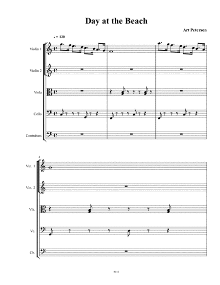 Day at the Beach Day at the Beach String Quartet scores gallery preview page 1