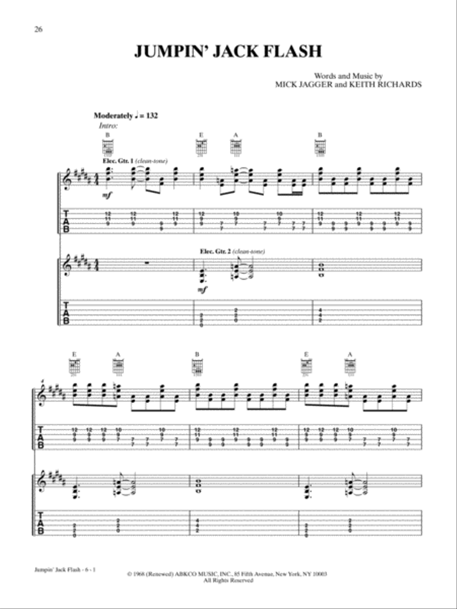 Jumpin' Jack Flash Guitar Tablature scores gallery preview page 1