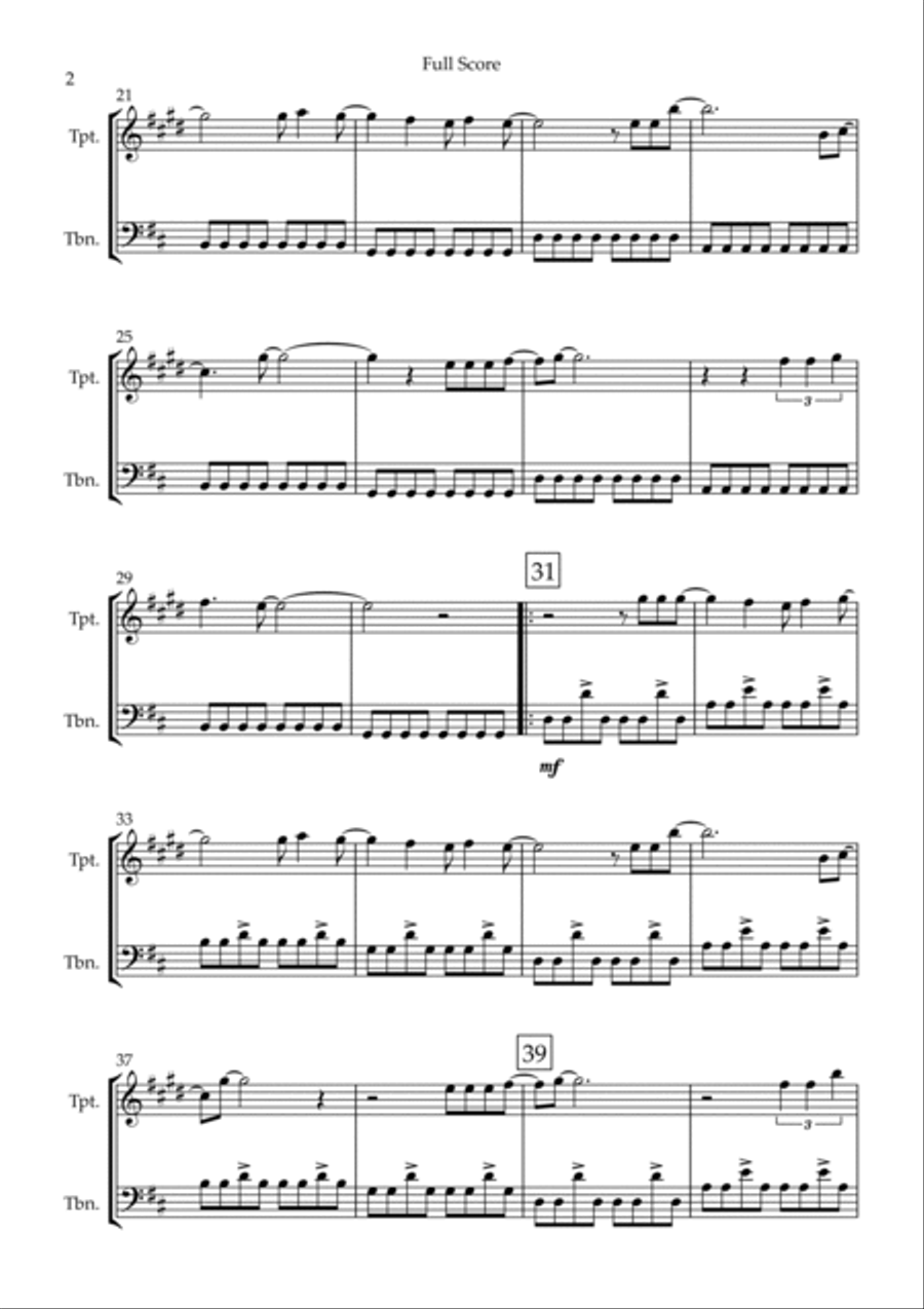 With Or Without You Brass Duet scores gallery preview page 2