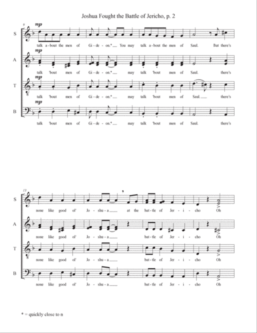 Joshua Fought the Battle of Jericho 4-Part scores gallery preview page 2