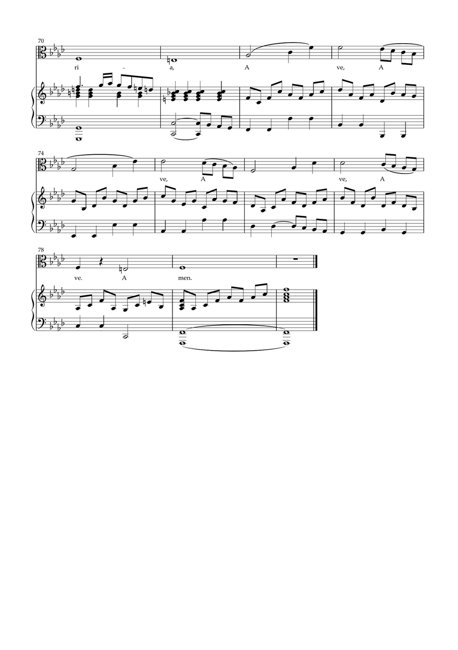 Caccini - Ave Maria for cello and piano/organ (Fm) Organ Accompaniment scores gallery preview page 4