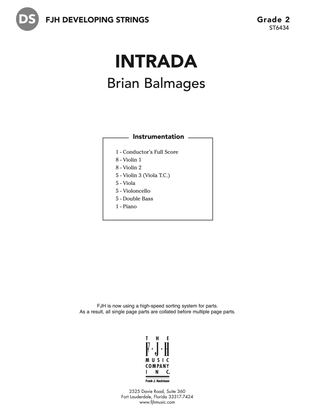 Book cover for Intrada: Score