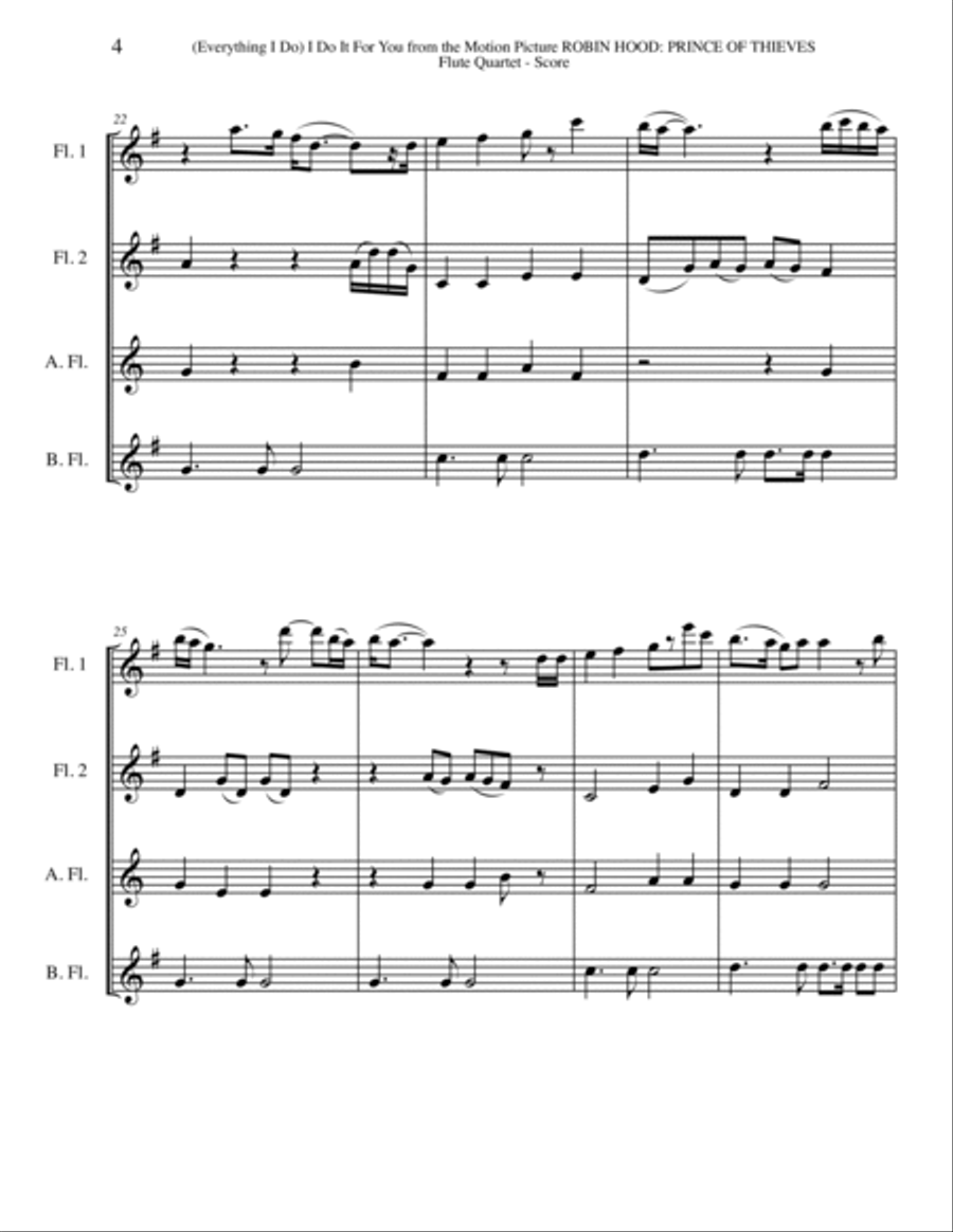 (Everything I Do) I Do It For You Woodwind Quartet scores gallery preview page 4