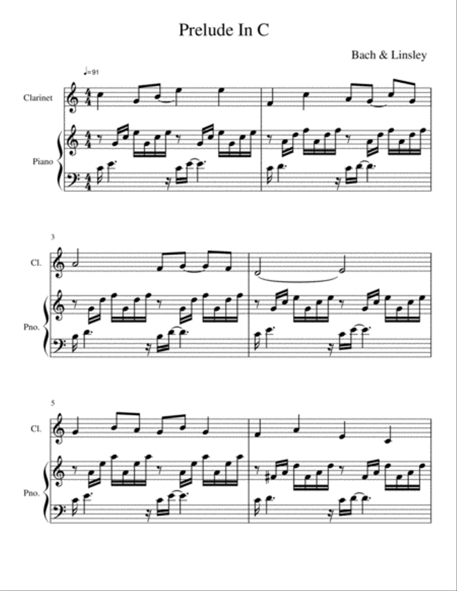 Prelude In C Woodwind Duet scores gallery preview page 1