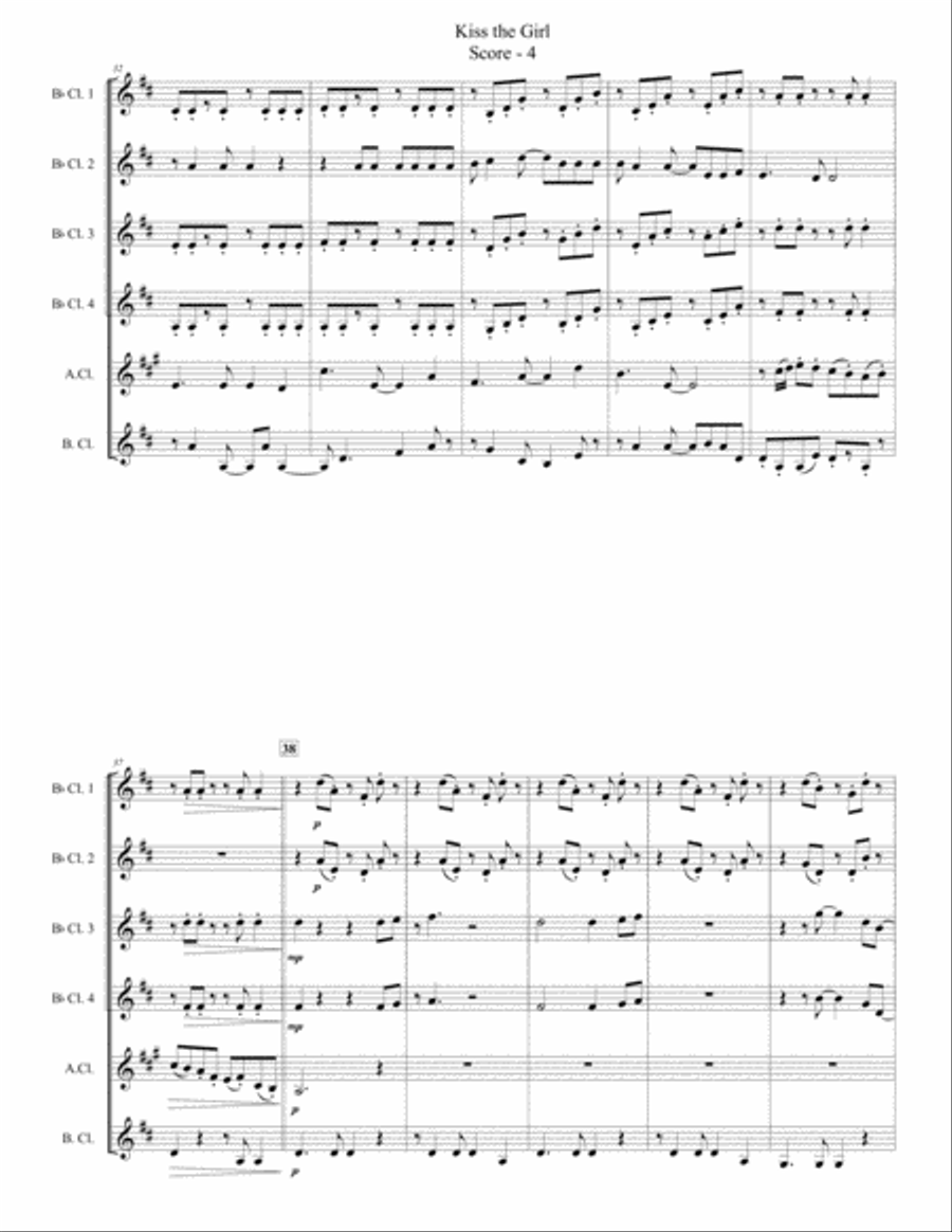 Kiss The Girl Kiss The Girl Clarinet Choir scores gallery preview page 4
