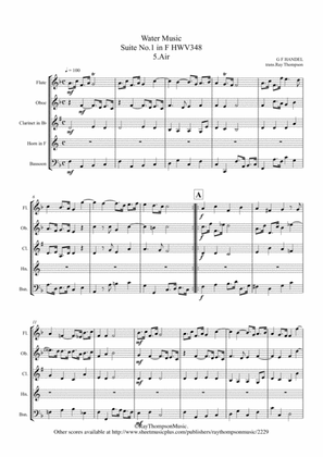 Handel: 5.Air from Suite No.1 in F "The Water Music" (Wassermusik) HWV348 - wind quintet