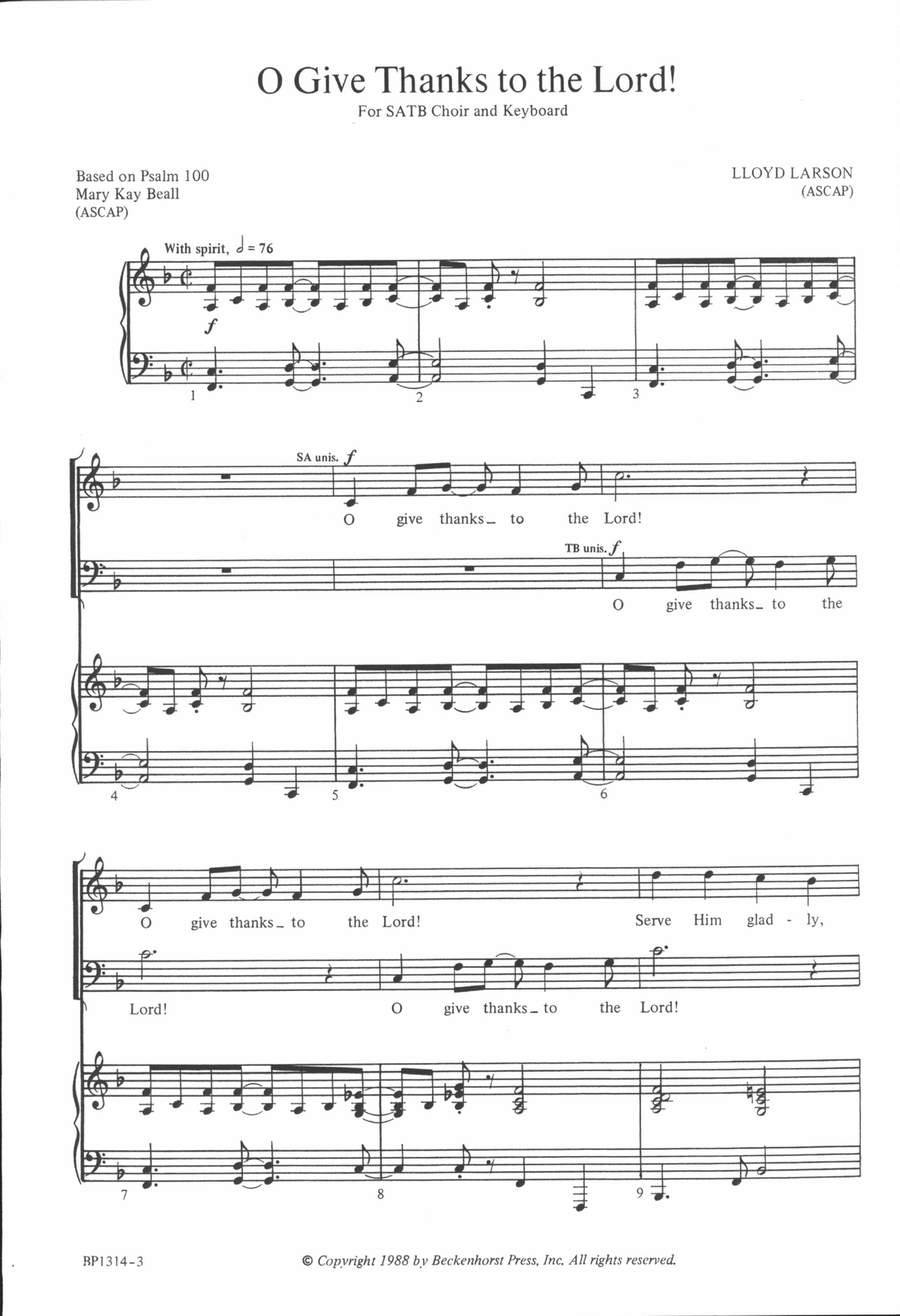 O Give Thanks to the Lord 4-Part scores gallery preview page 2