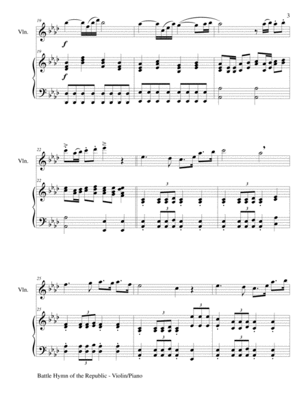 BATTLE HYMN OF THE REPUBLIC (Duet – Violin and Piano/Score and Parts) image number null