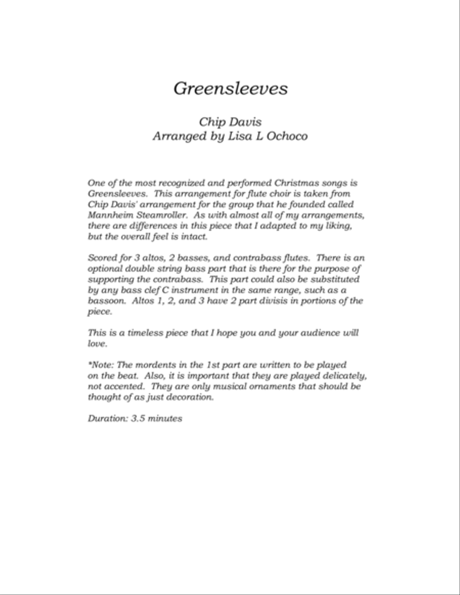 Greensleeves Flute Choir scores gallery preview page 4
