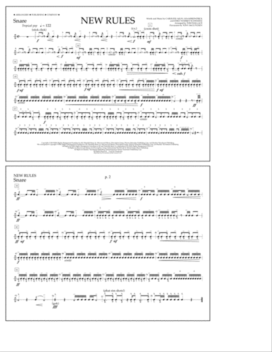 New Rules - Snare Marching Band scores gallery preview page 1