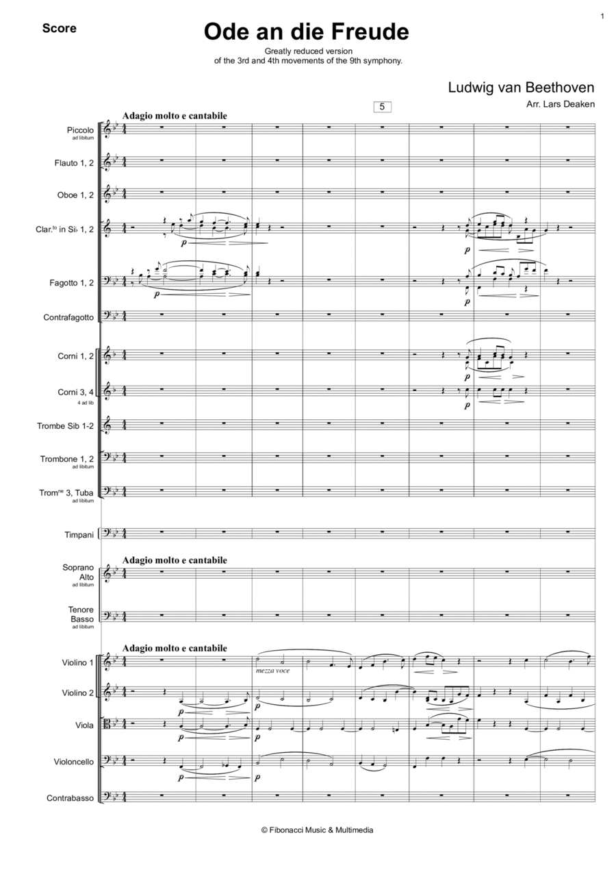 Ode an die Freude - Orchestral Score & Parts Full Orchestra scores gallery preview page 1