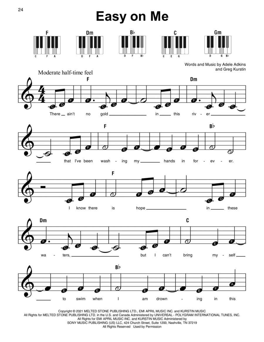 Easy On Me Easy Piano scores gallery preview page 1