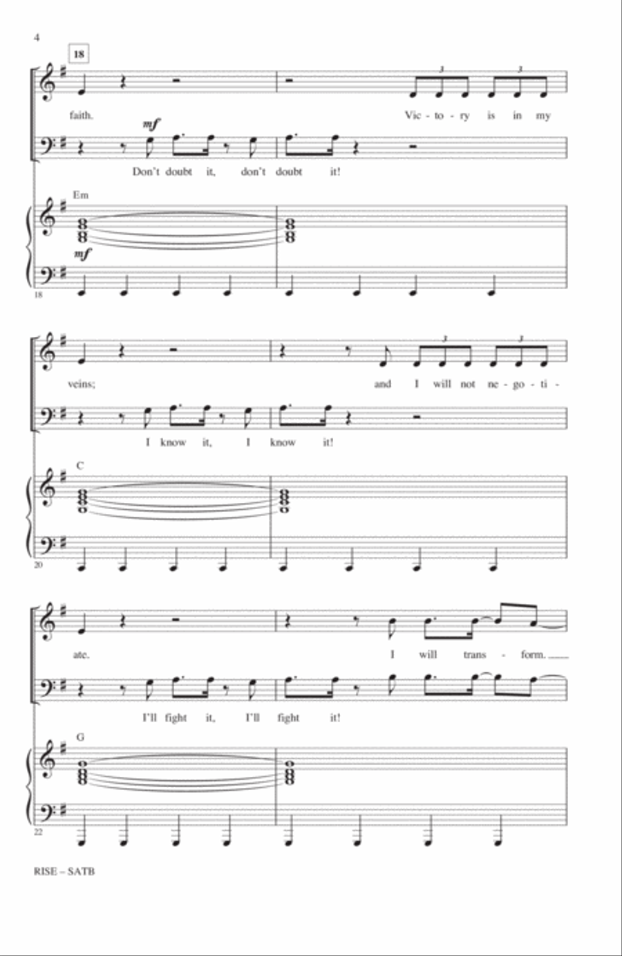 Rise (arr. Mac Huff) 4-Part scores gallery preview page 3