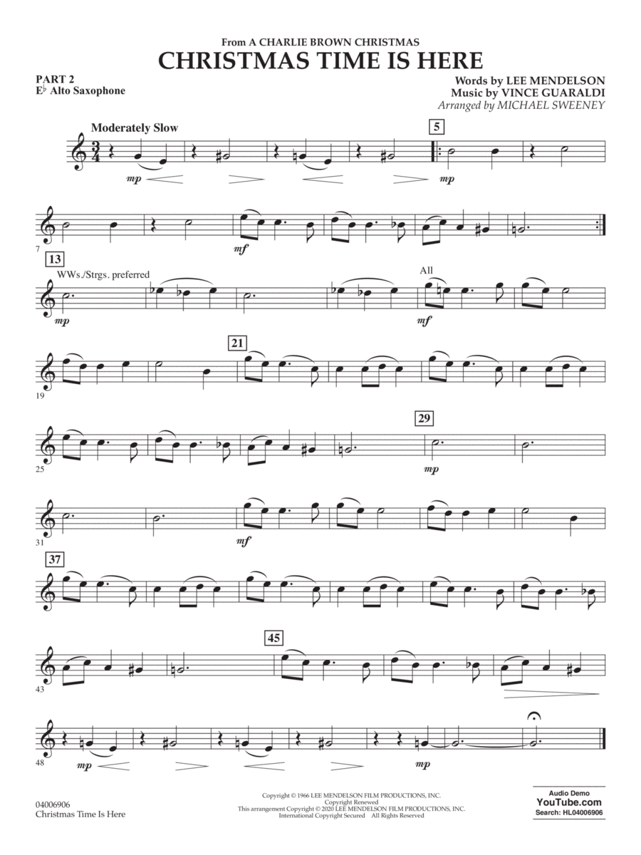 Christmas Time Is Here (arr. Michael Sweeney) - Pt.2 - Eb Alto Saxophone