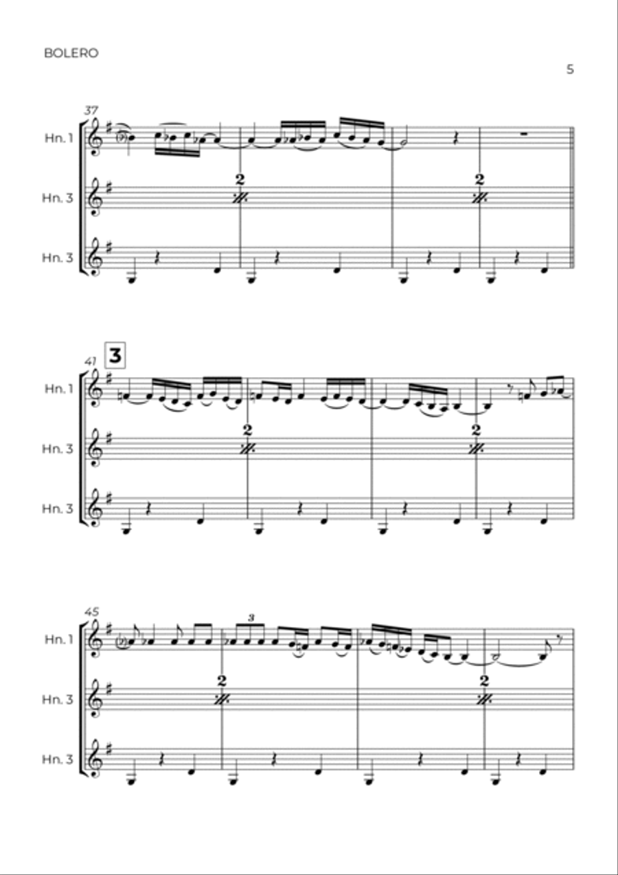 BOLERO - RAVEL - HORN TRIO Woodwind Trio scores gallery preview page 5