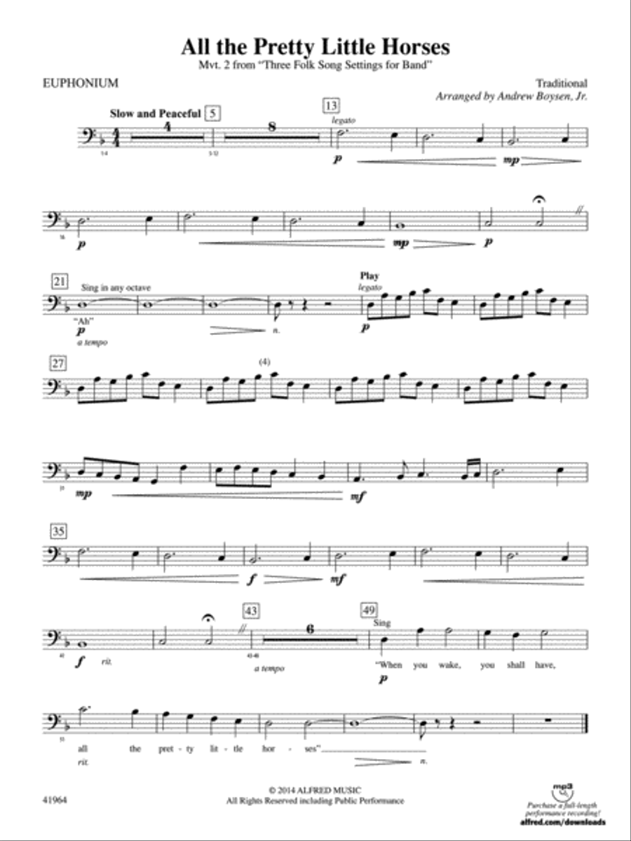 All the Pretty Little Horses: Baritone B.C. Concert Band scores gallery preview page 1