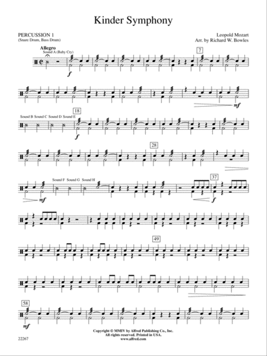 Kinder Symphony: 1st Percussion Concert Band scores gallery preview page 1