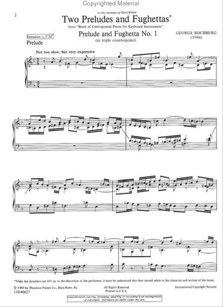Two Preludes and Fughettas Chamber Music scores gallery preview page 2