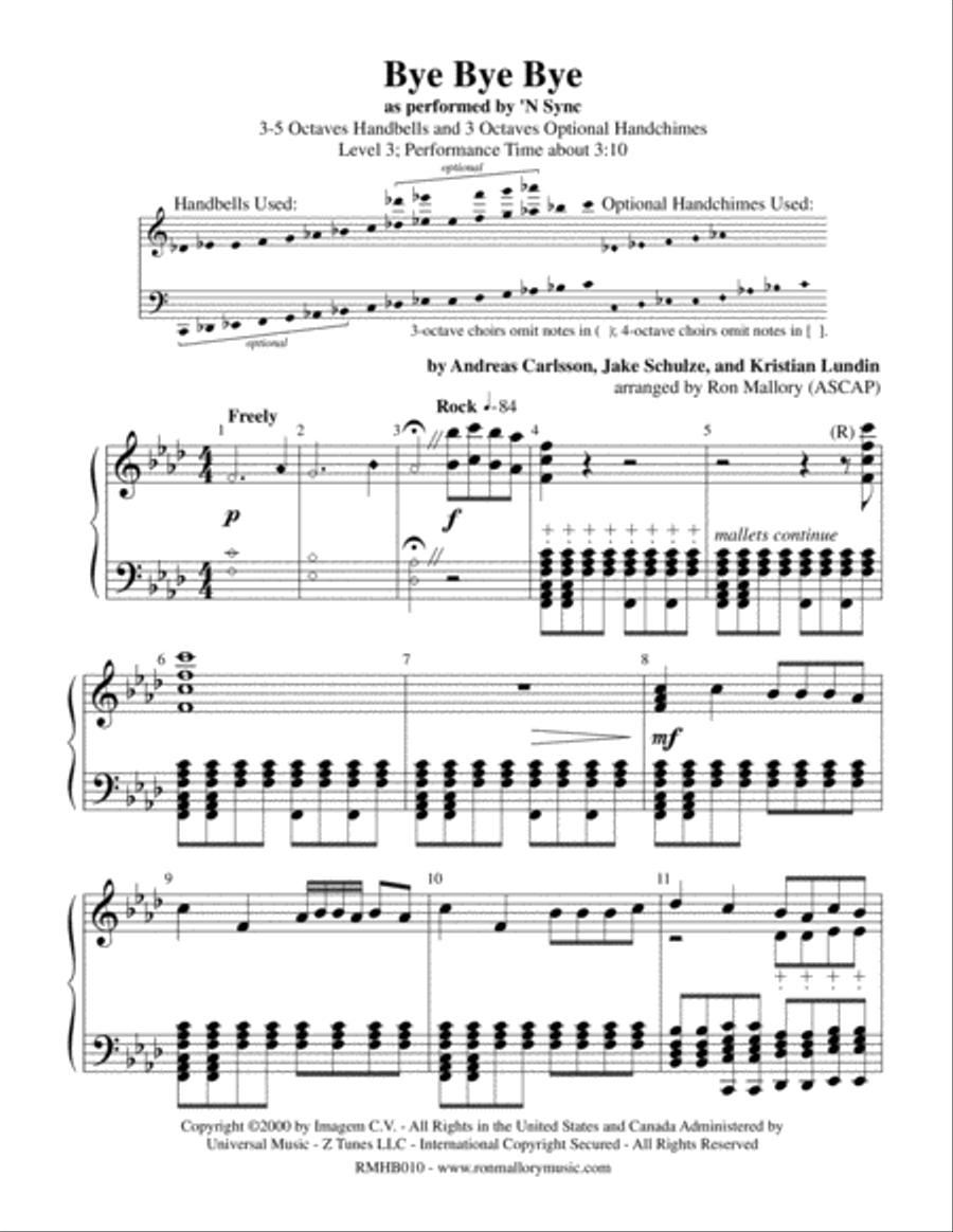 Bye Bye Bye Handbell Choir scores gallery preview page 2