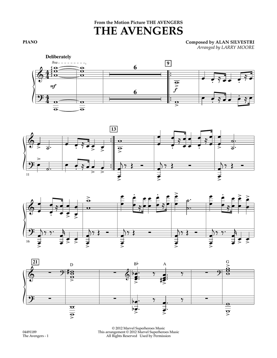 The Avengers (Main Theme) (arr. Larry Moore) - Piano Orchestra scores gallery preview page 1