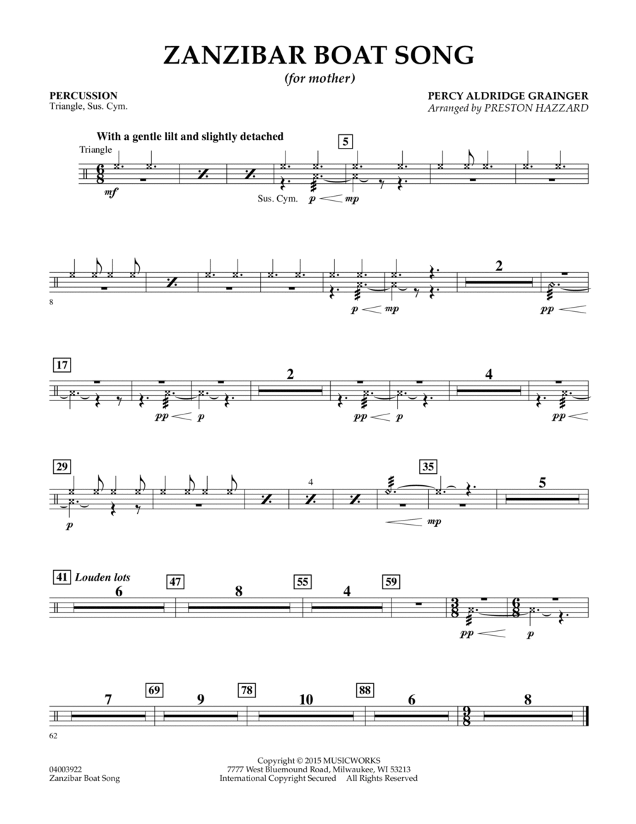 Zanzibar Boat Song - Percussion Percussion scores gallery preview page 1